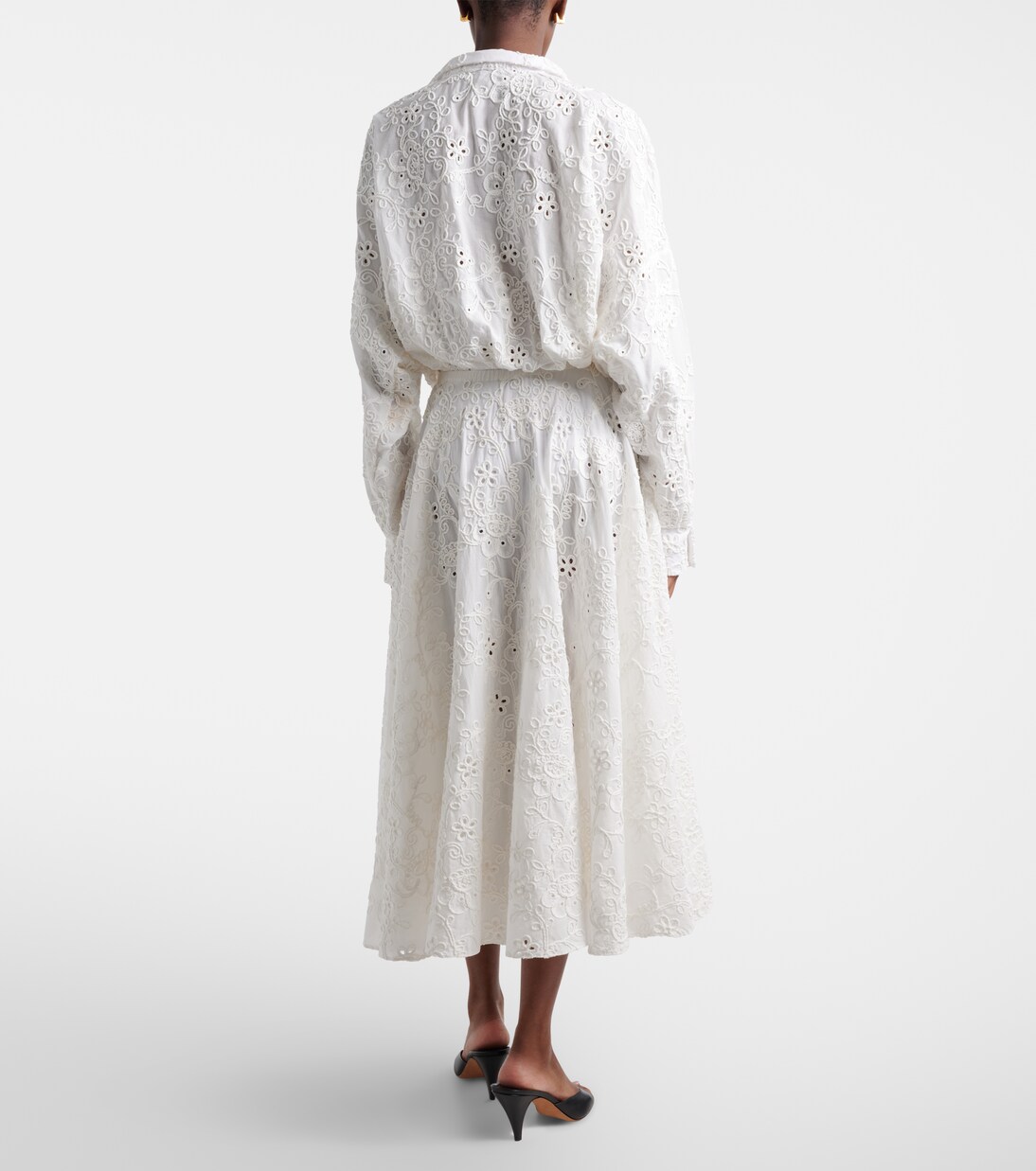Broderie anglaise cotton midi skirt | Norma Kamali