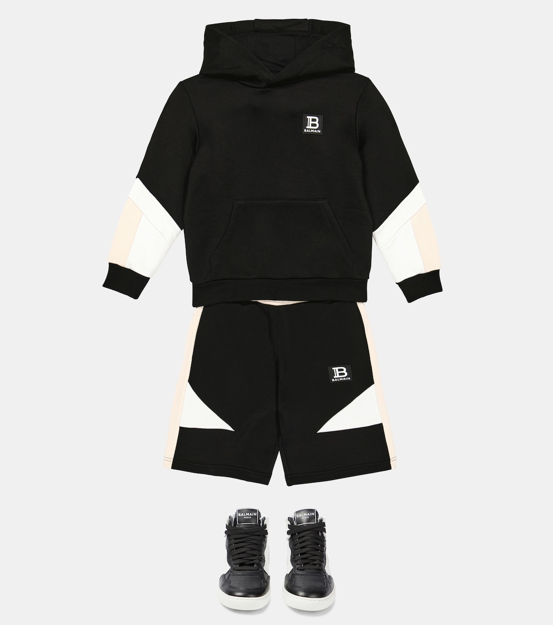 Sweat-shirt à capuche en coton mélangé | Balmain Kids