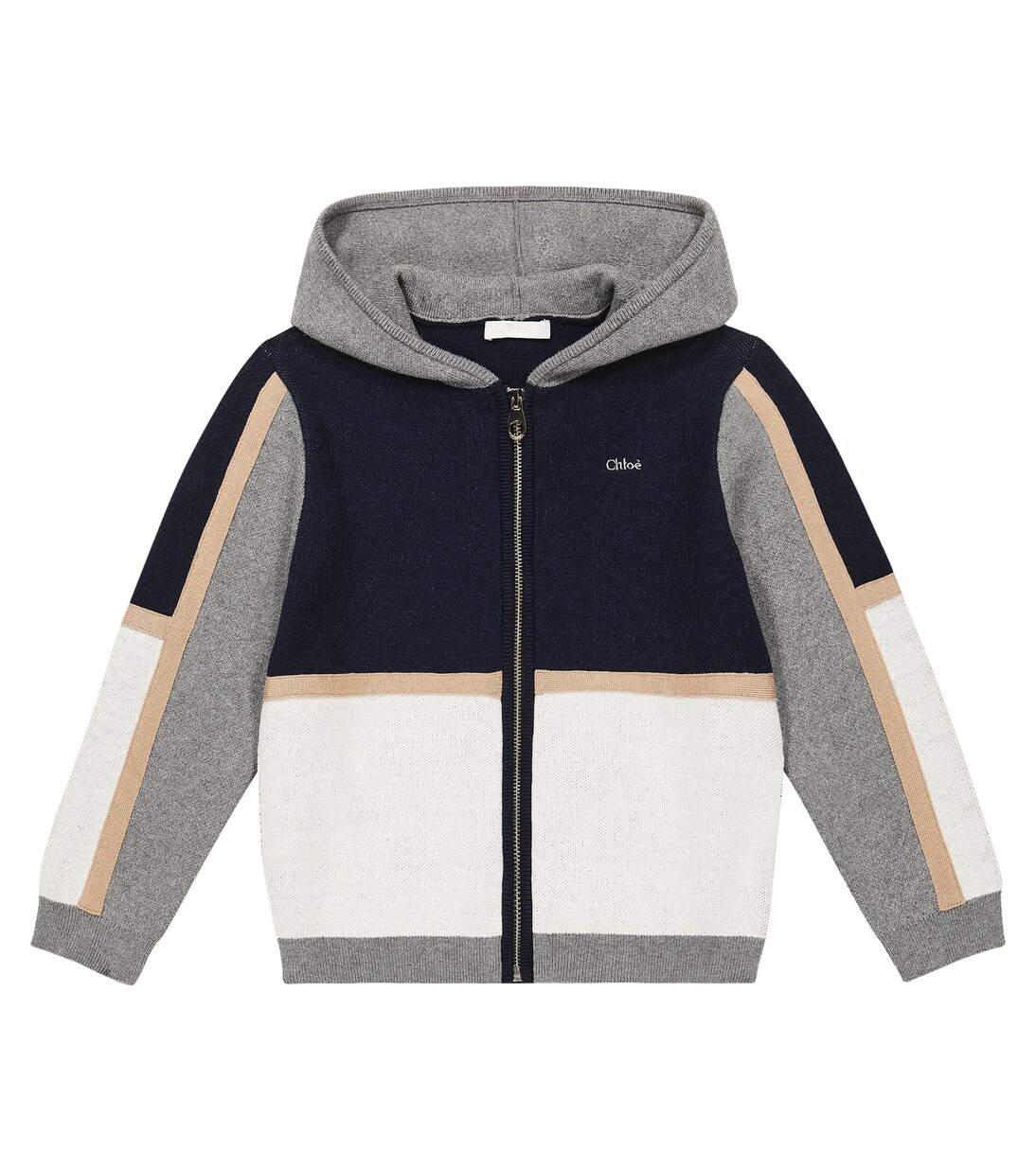 Colorblocked cotton and wool hoodie | Chloé Kids