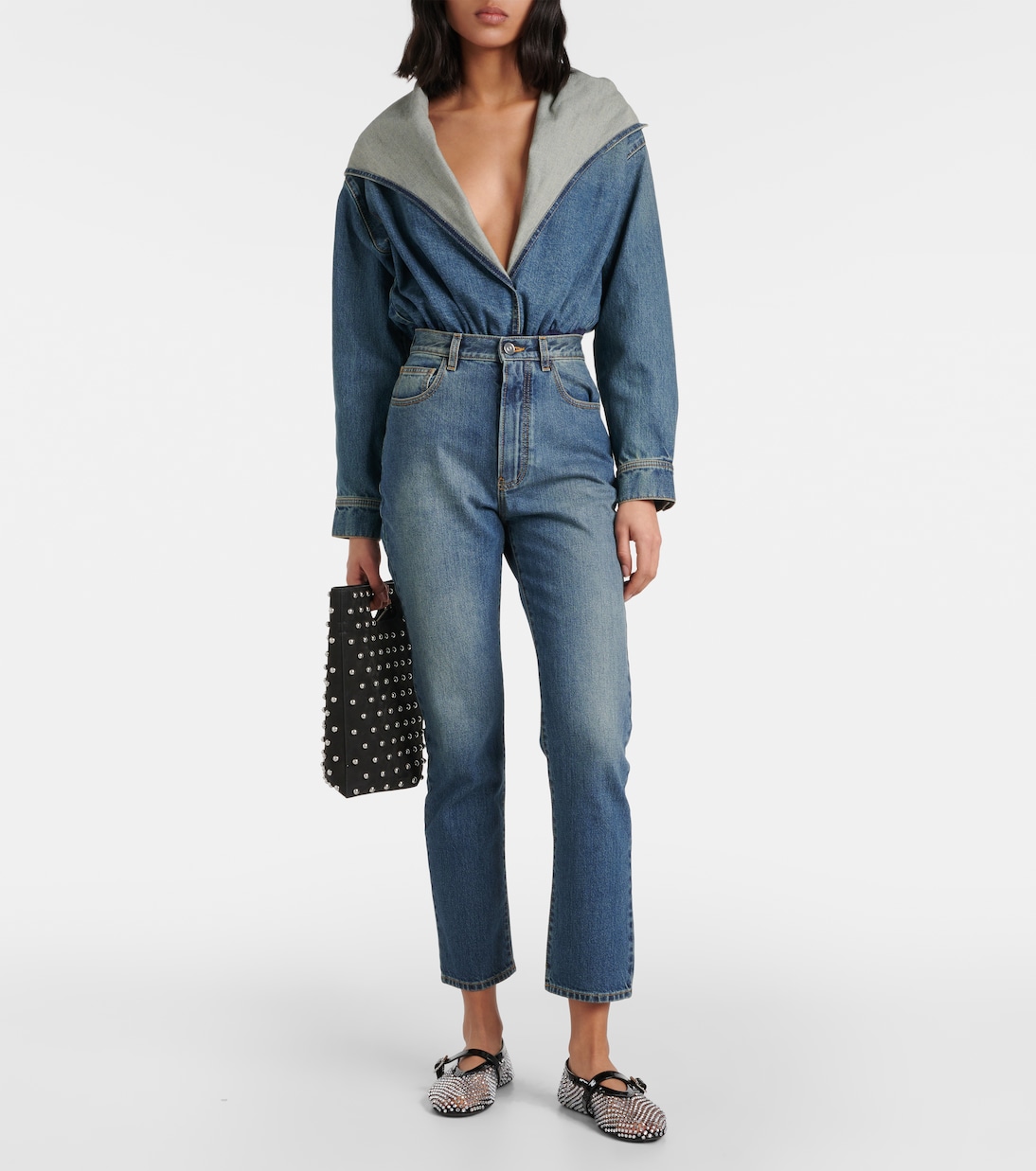 Folded embellished suede tote bag | Alaïa