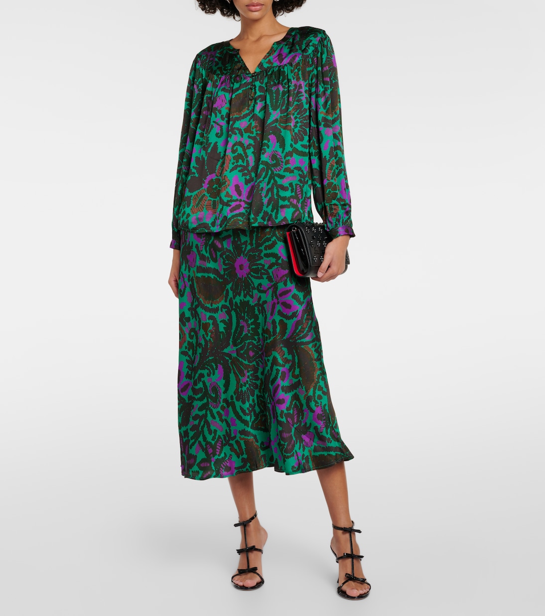 Bedruckte Bluse Reeve aus Satin | Velvet