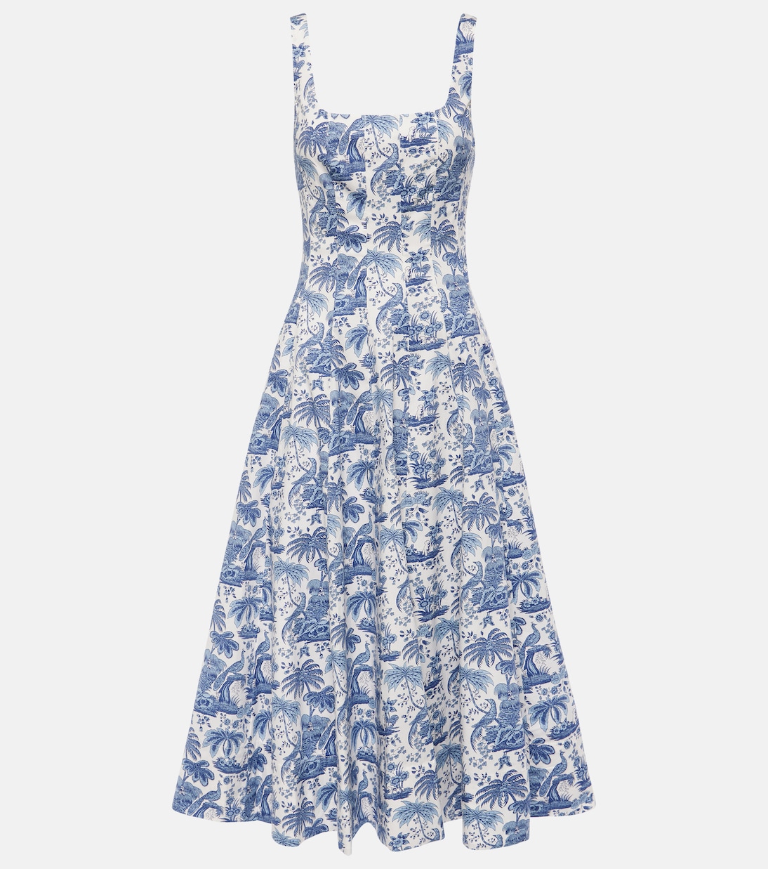 Wells printed cotton poplin midi dress | Staud