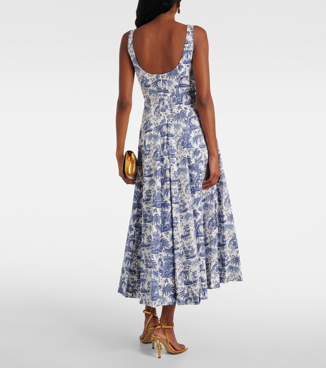 Wells printed cotton poplin midi dress | Staud
