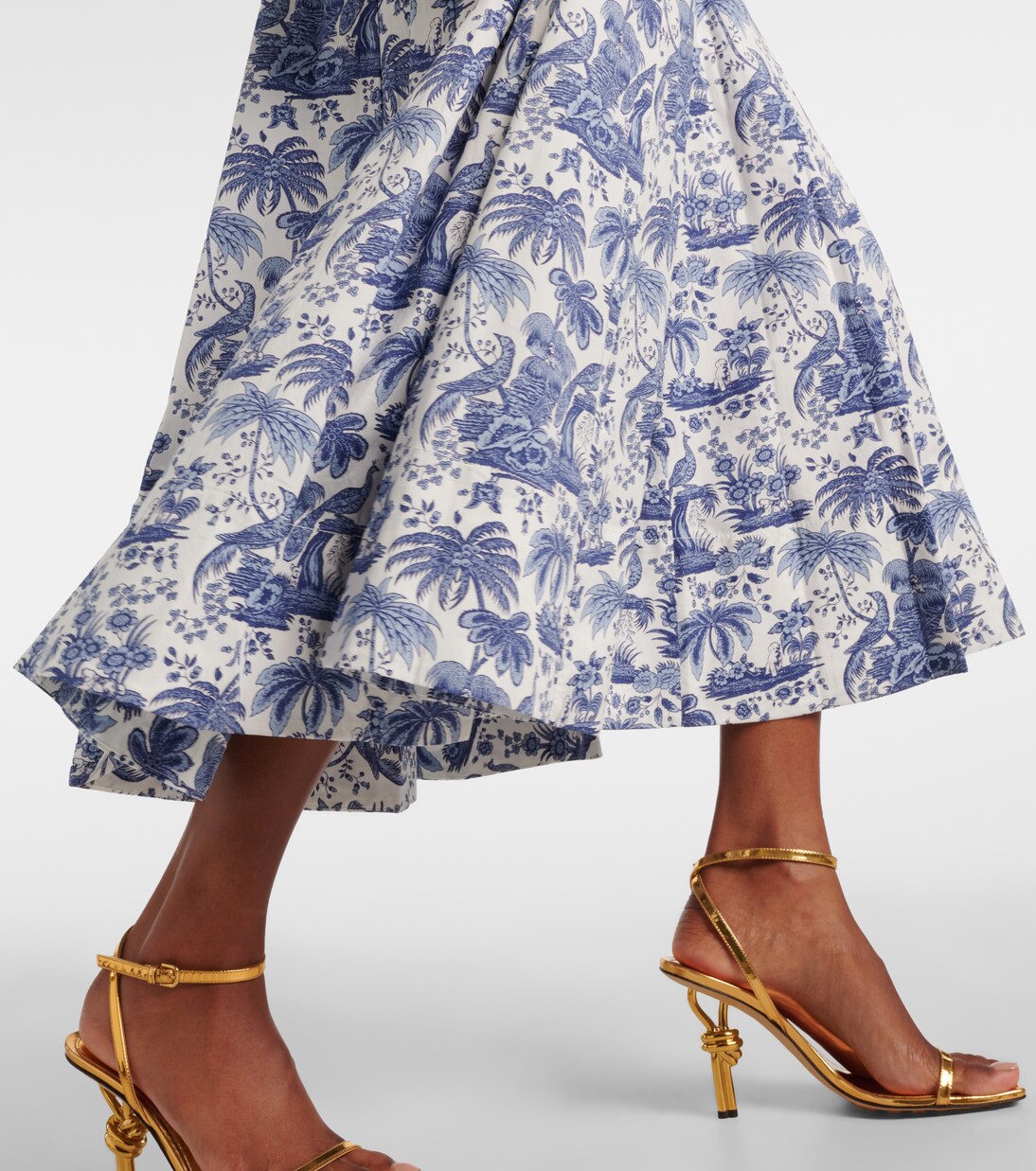 Wells printed cotton poplin midi dress | Staud