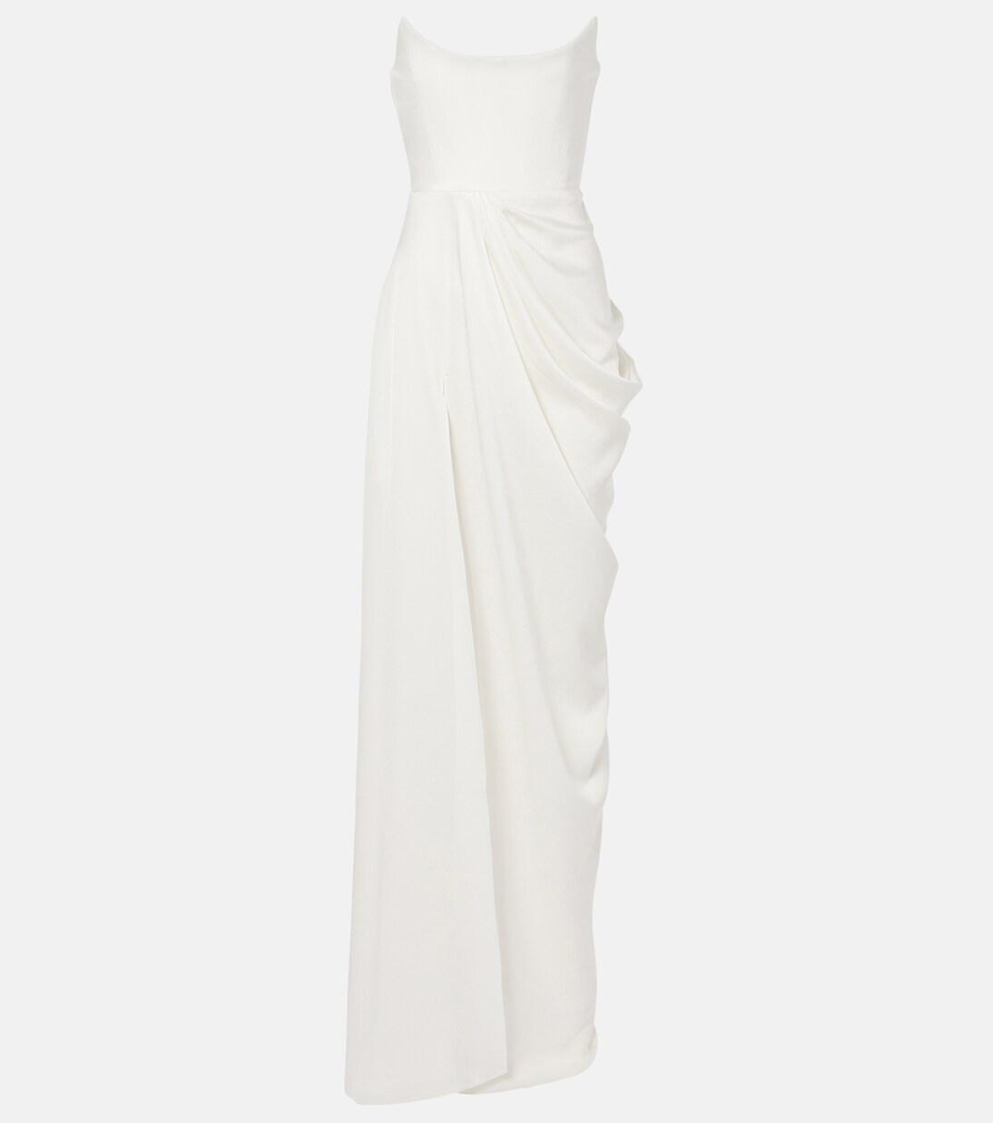 Bridal draped crêpe bustier gown | Alex Perry