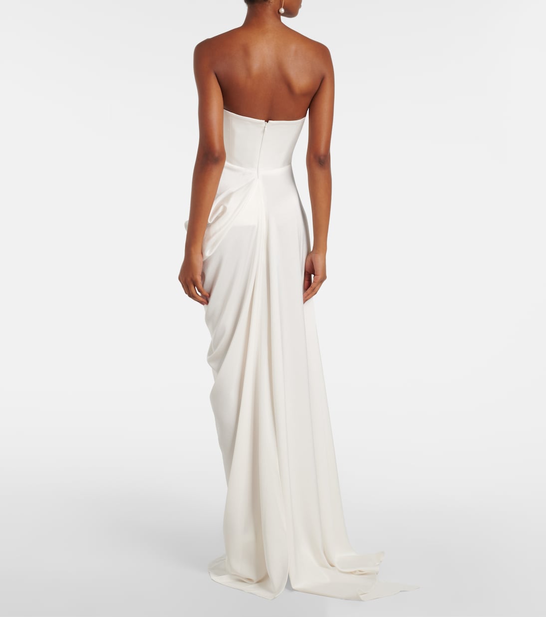 Bridal draped crêpe bustier gown | Alex Perry