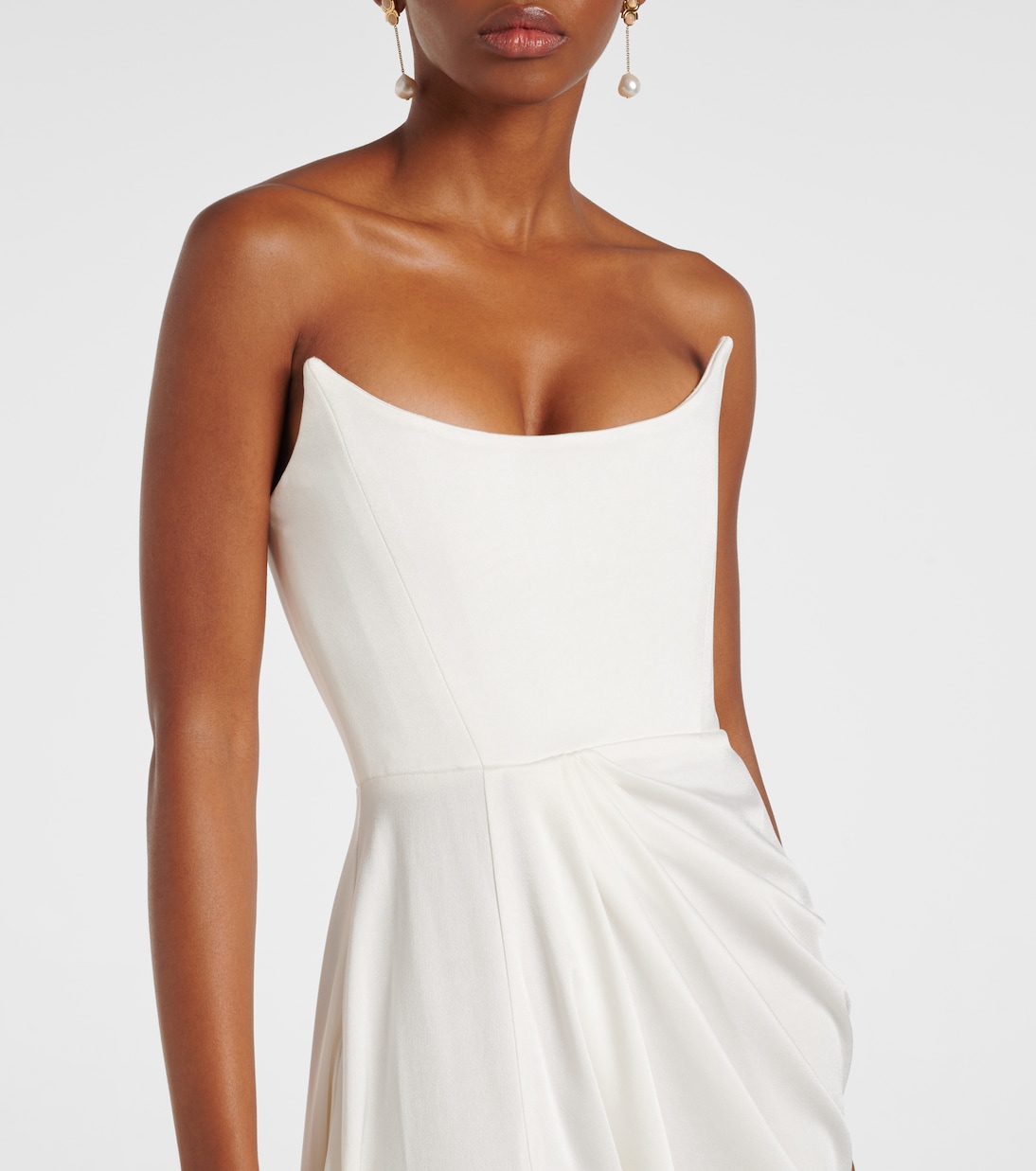 Bridal draped crêpe bustier gown | Alex Perry