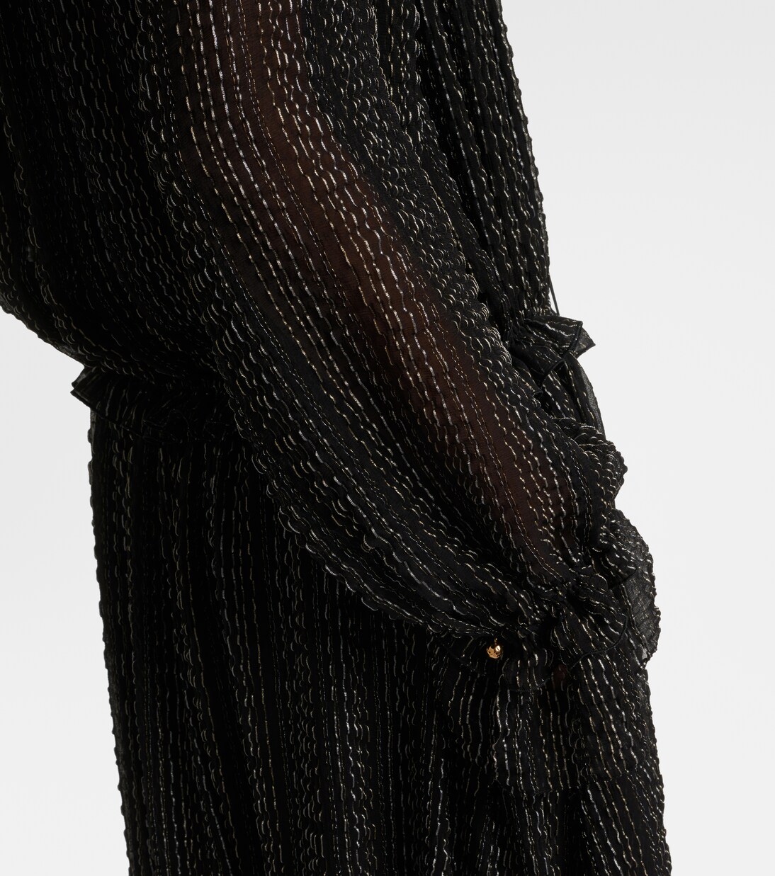 فستان سهرة من الحرير المخلوط بكشكشة | Chloé