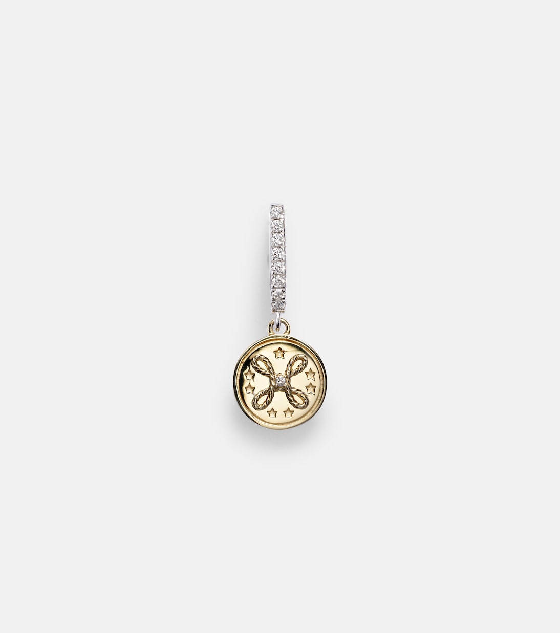 Boucle d'oreille unique True Love Mini en or jaune et blanc 18 ct et diamants | FoundRae