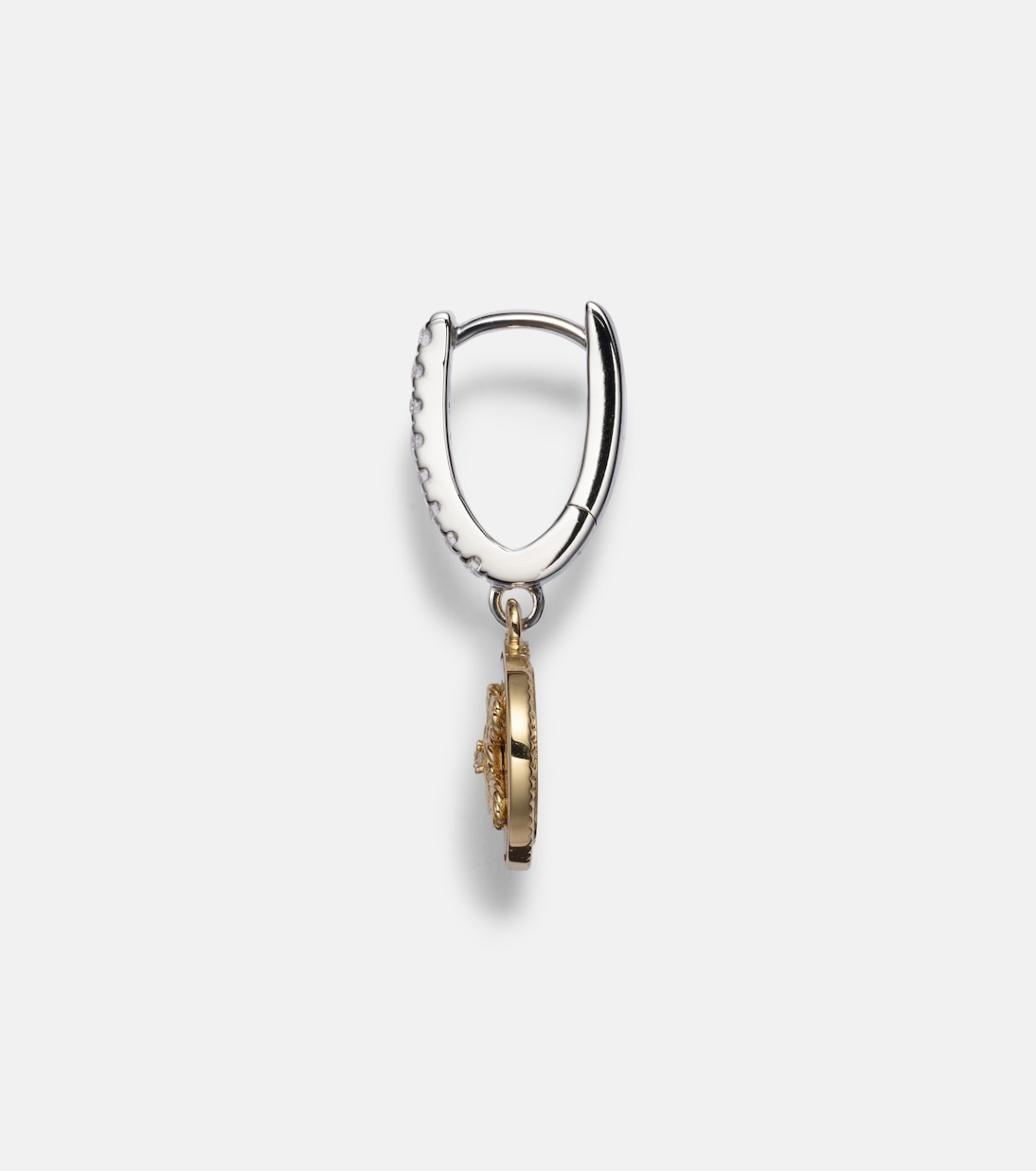 Boucle d'oreille unique True Love Mini en or jaune et blanc 18 ct et diamants | FoundRae