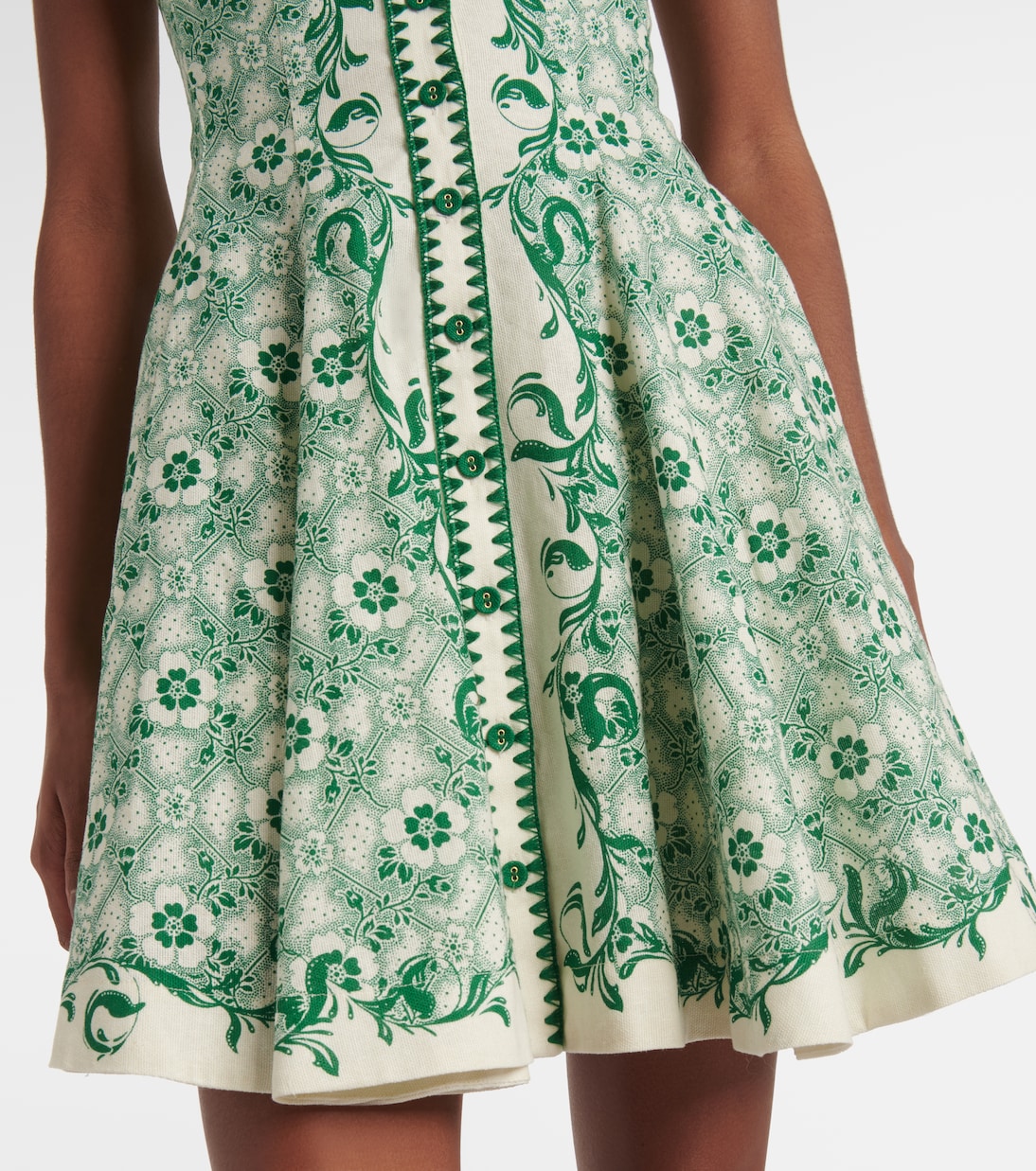 Olive printed linen and cotton minidress | Alémais