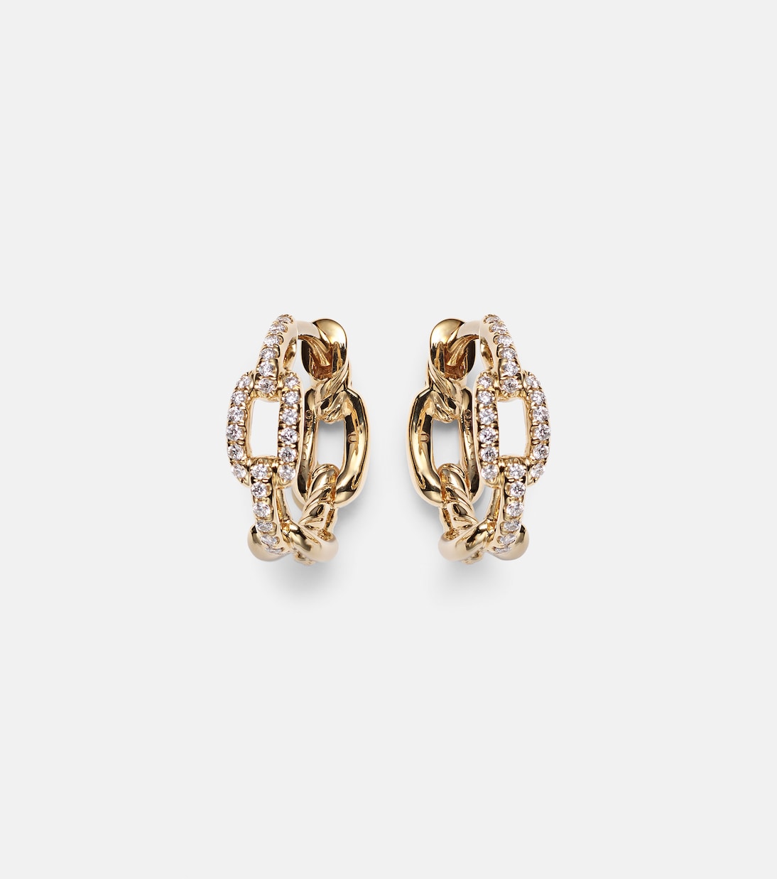 Boucles d'oreilles Stax Chain Link en or 18 ct et diamants | David Yurman