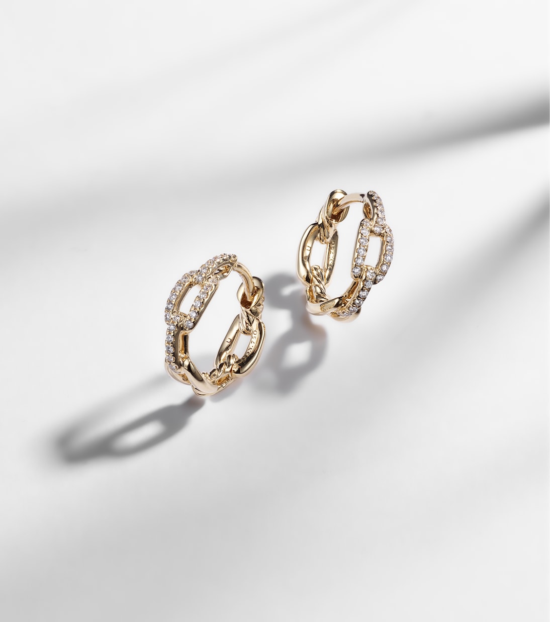 Boucles d'oreilles Stax Chain Link en or 18 ct et diamants | David Yurman