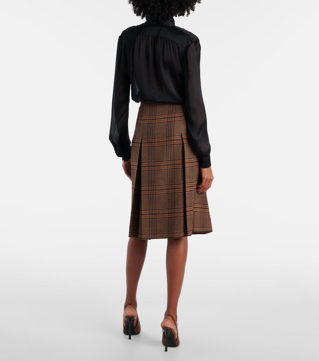 Prince of Wales check wool midi skirt | Saint Laurent
