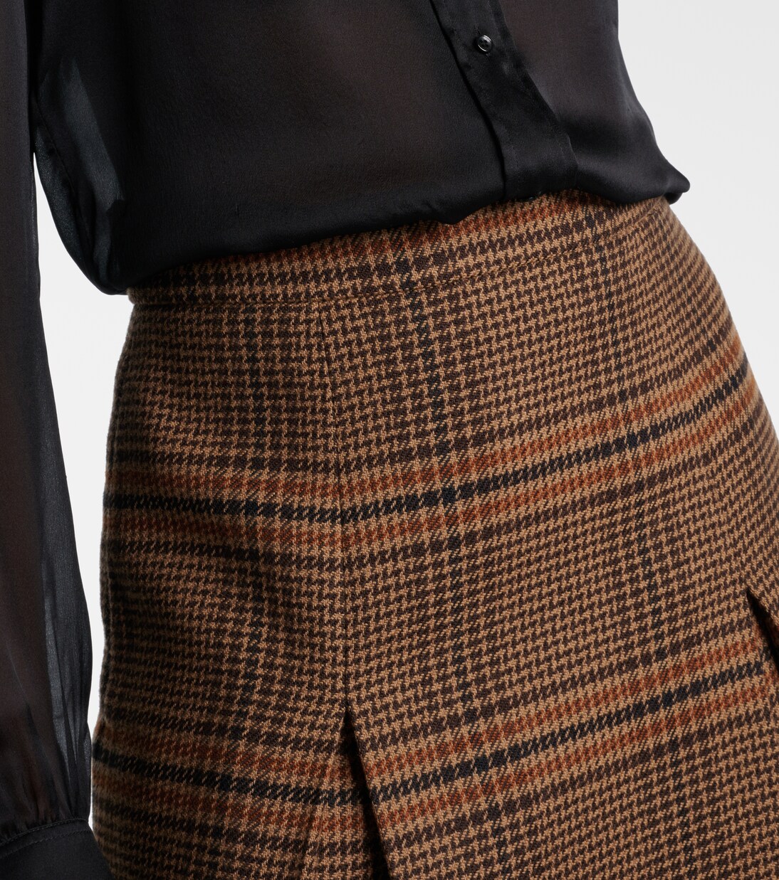 Prince of Wales check wool midi skirt | Saint Laurent
