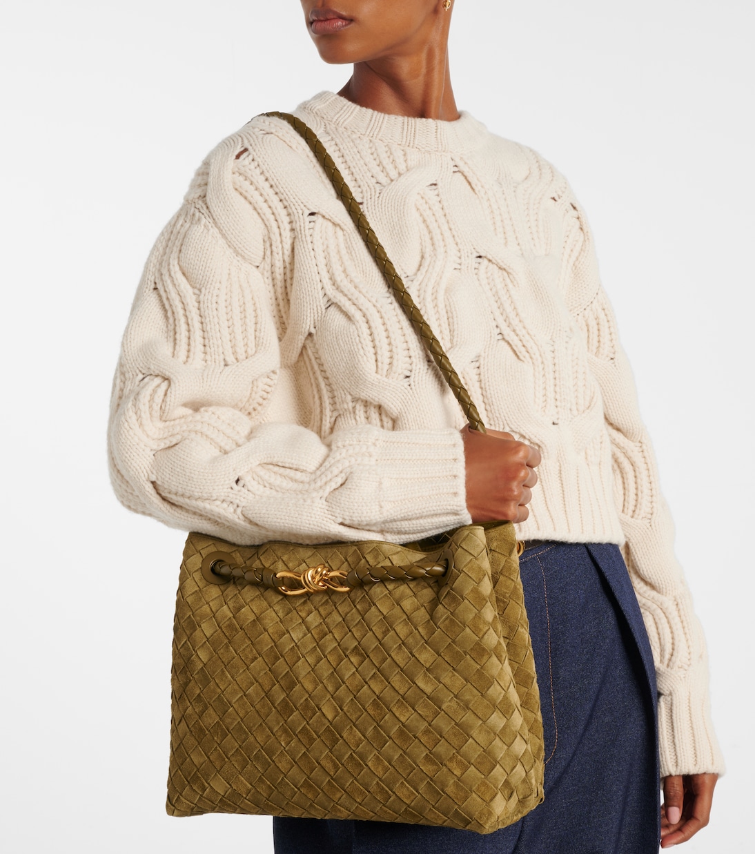 Sac Andiamo Medium en daim | Bottega Veneta