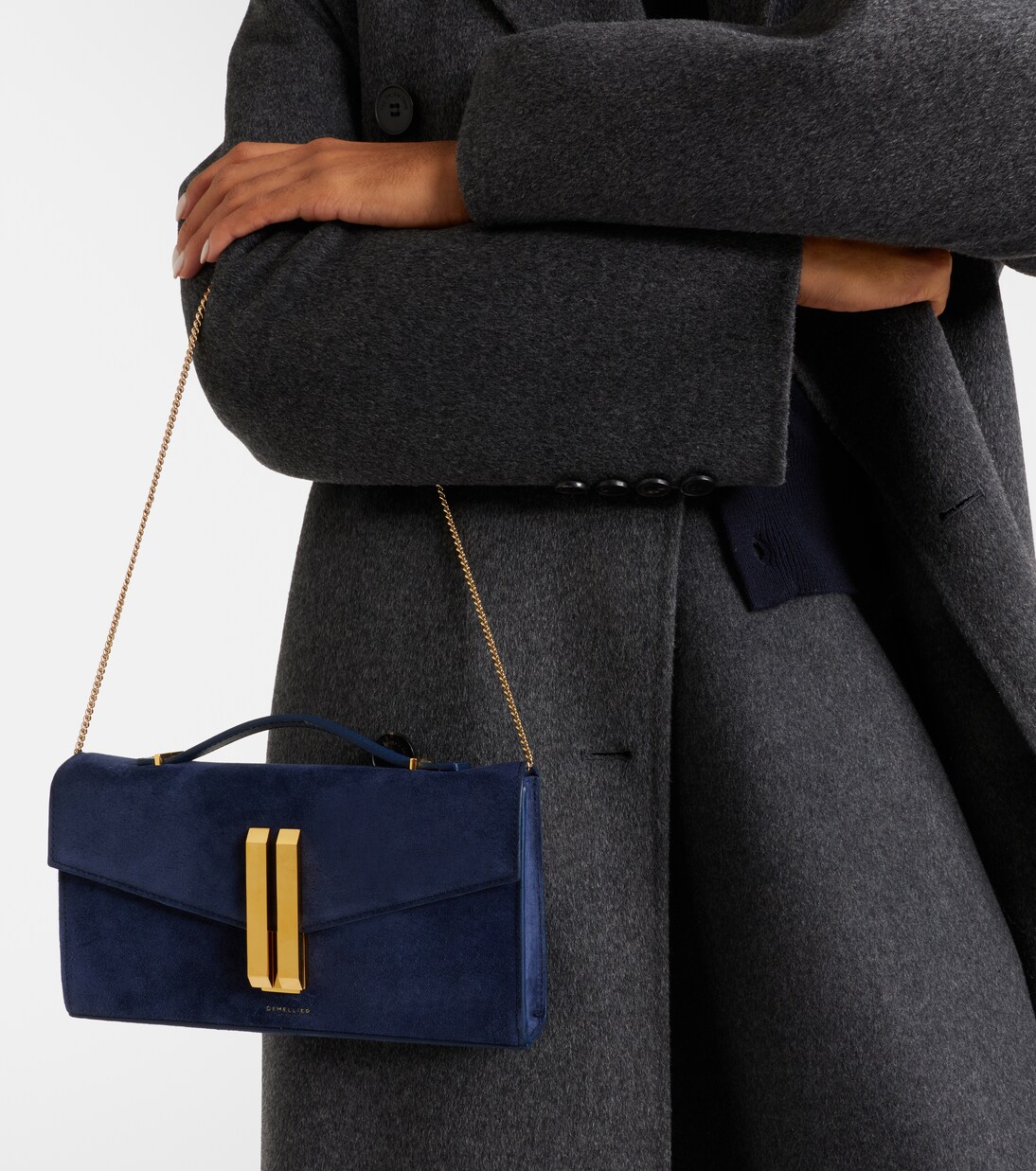 Vancouver leather-trimmed suede clutch | DeMellier