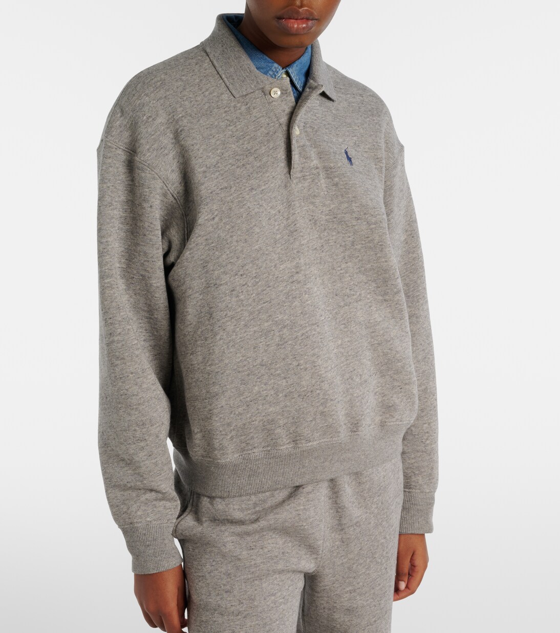 Logo cotton-blend fleece polo sweatshirt | Polo Ralph Lauren