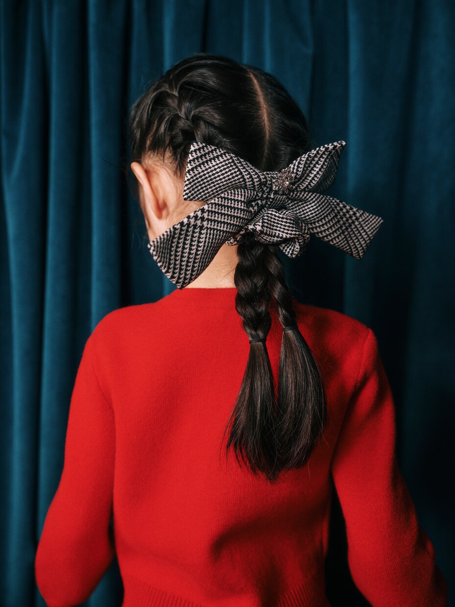 Prince of Wales check wool-blend scrunchie | Self-Portrait Kids