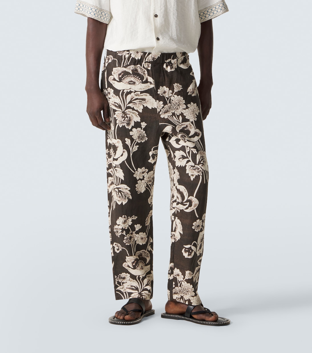 Floral linen straight pants | Commas