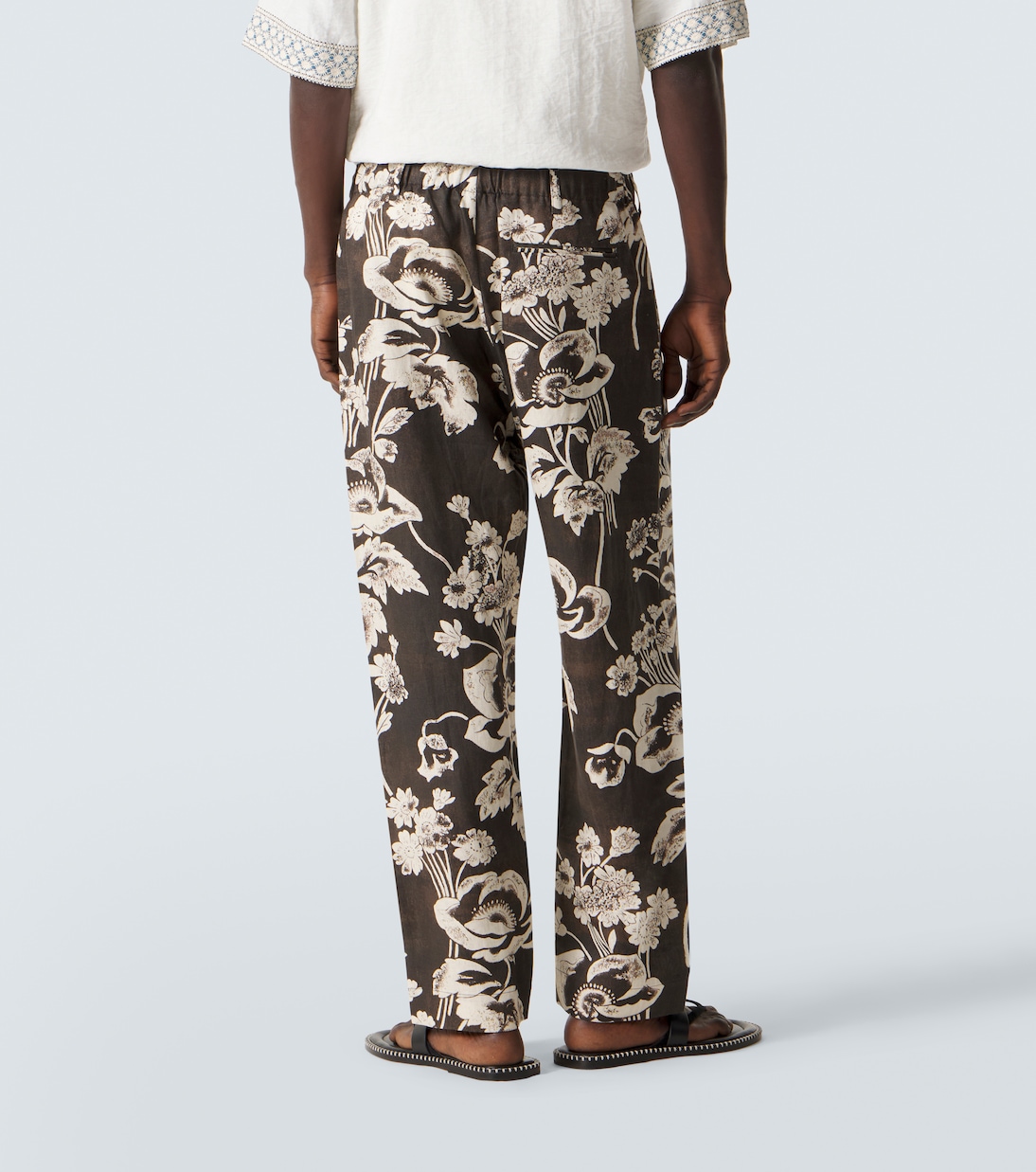 Floral linen straight pants | Commas
