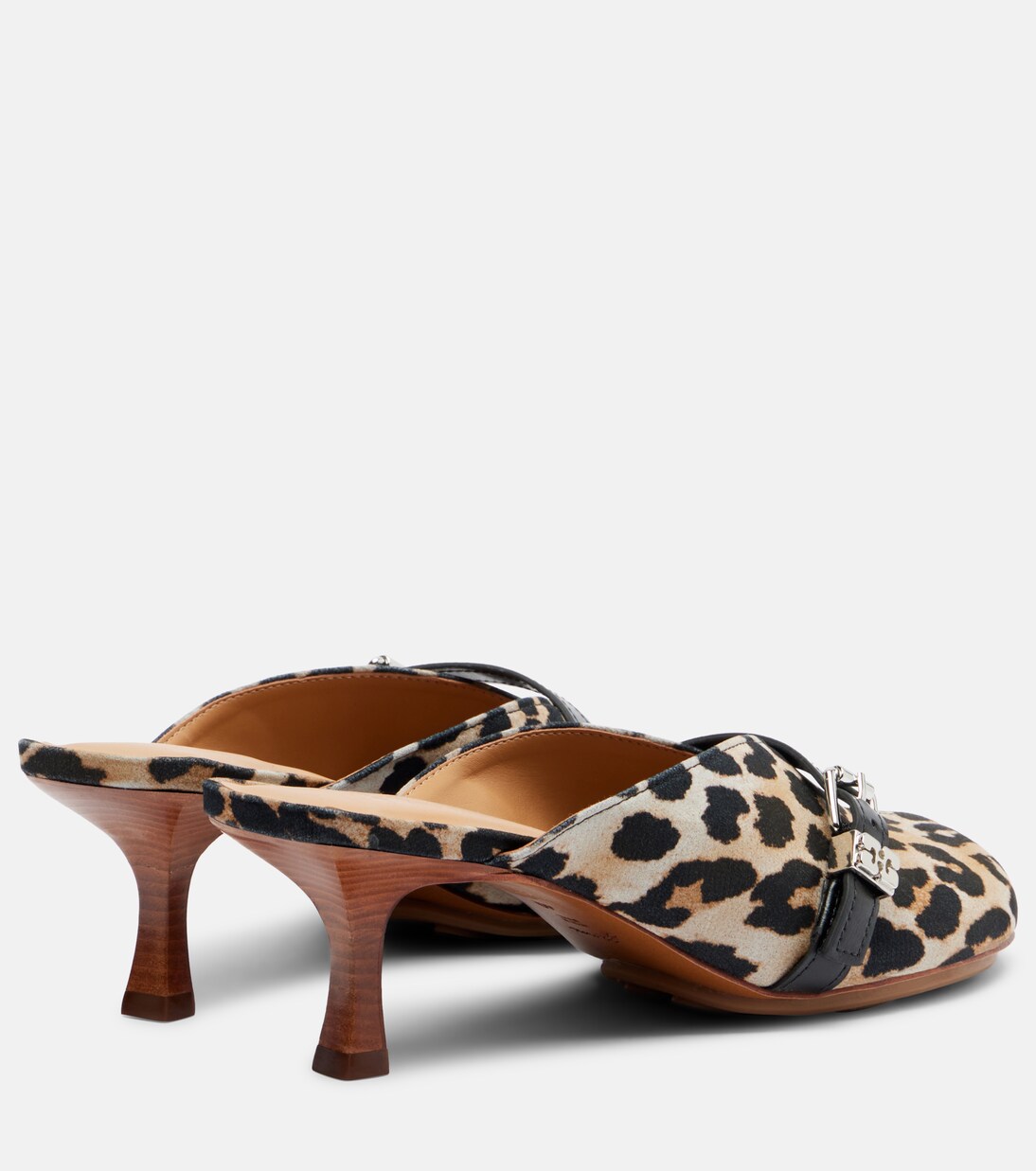 Sue printed denim mules | Ganni