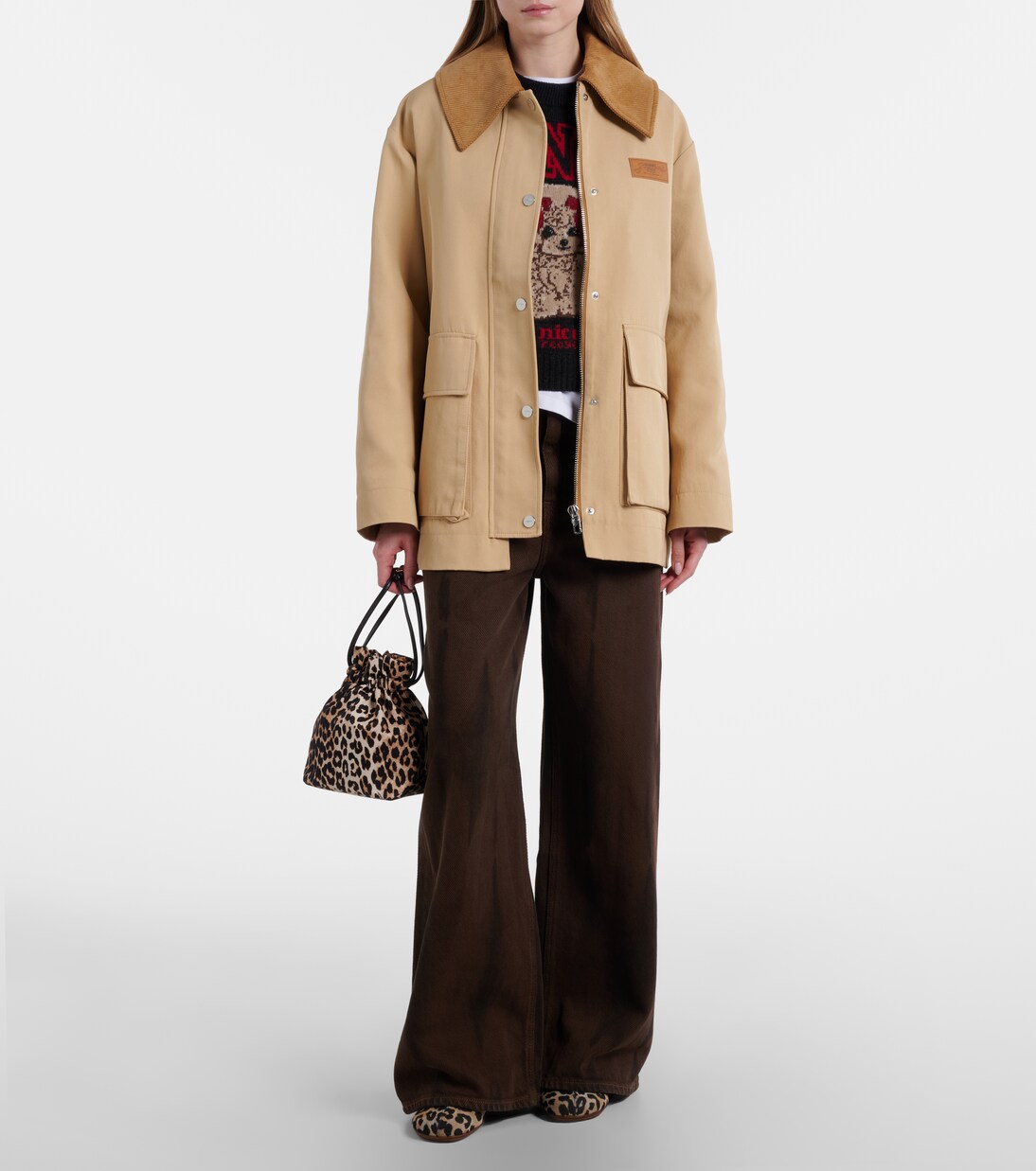 Sue printed denim mules | Ganni