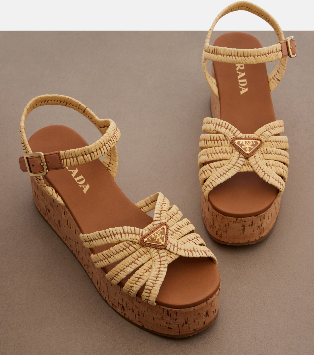 Crochet wedge sandals | Prada