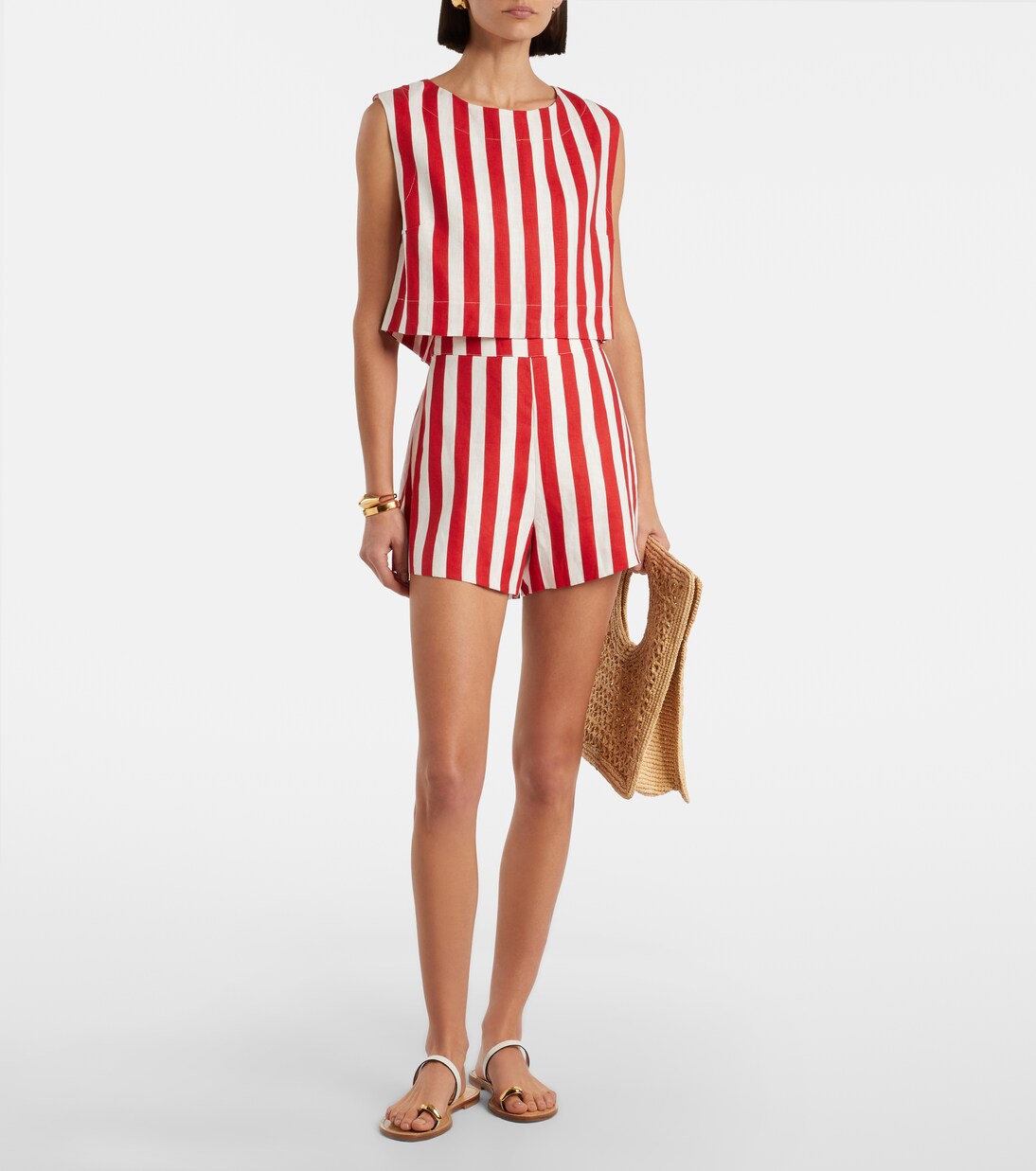 Perri striped linen shorts | Posse