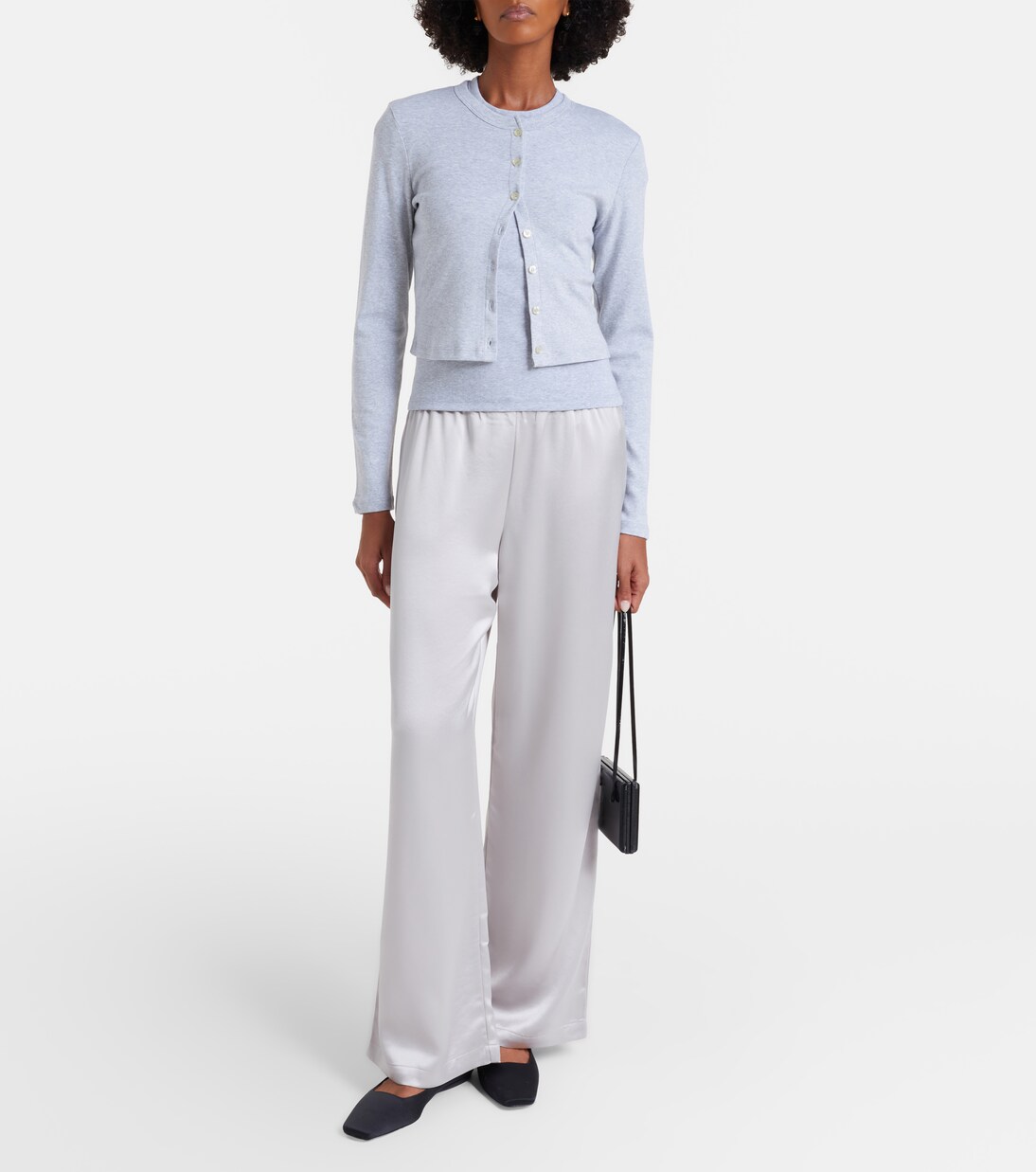 Barb satin wide-leg pants | Leset