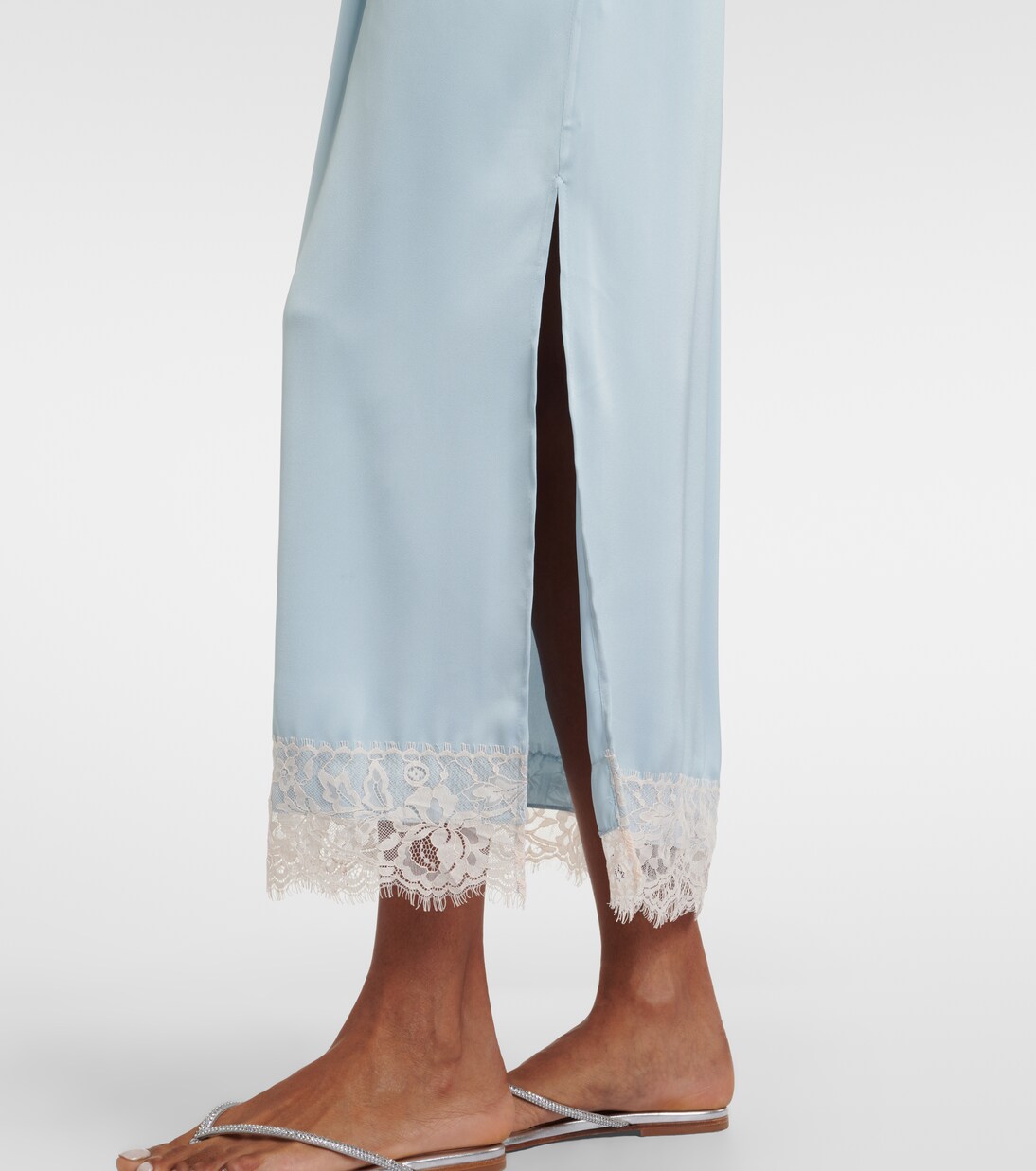 Vestido midi Morris de satén con encaje  | Faithfull