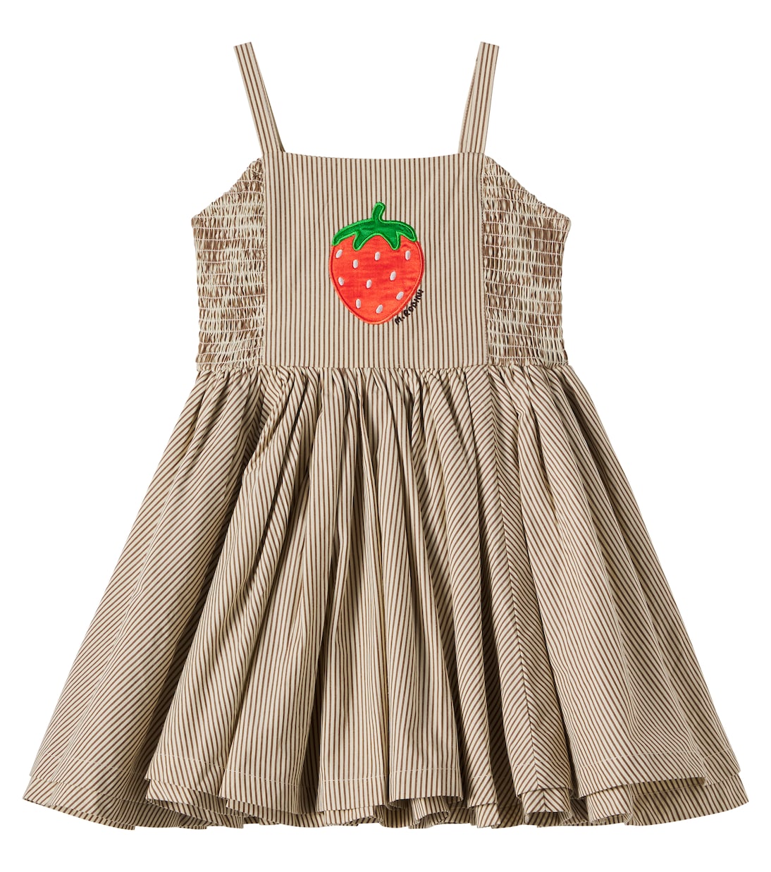 Patch-appliqué striped cotton dress | Mini Rodini