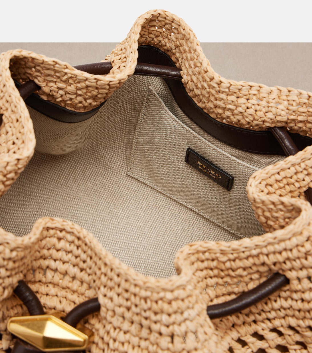 Bon Bon Medium beaded raffia bucket bag | Jimmy Choo