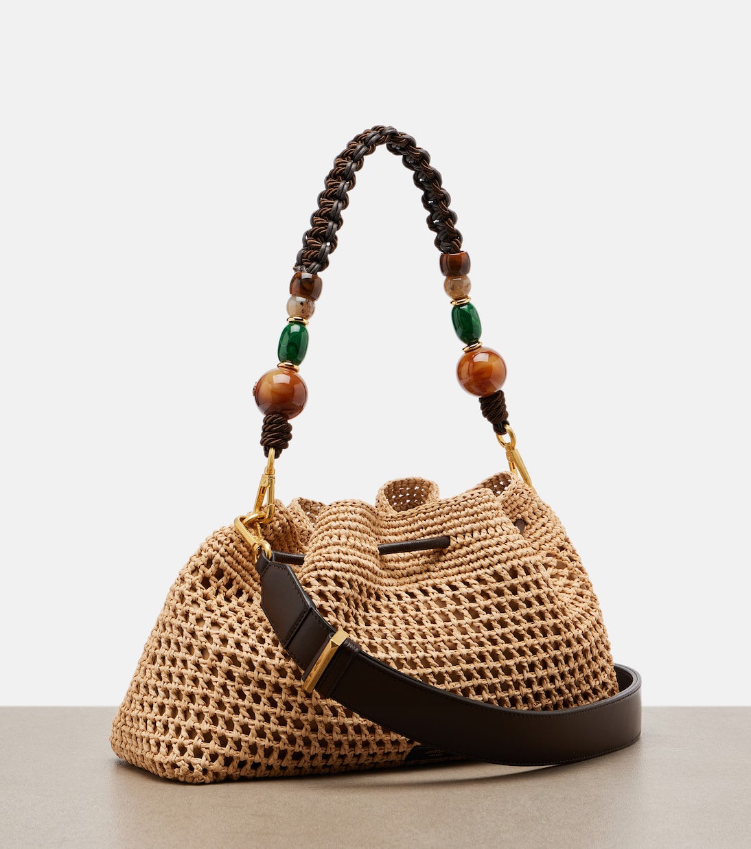 Bon Bon Medium beaded raffia bucket bag | Jimmy Choo