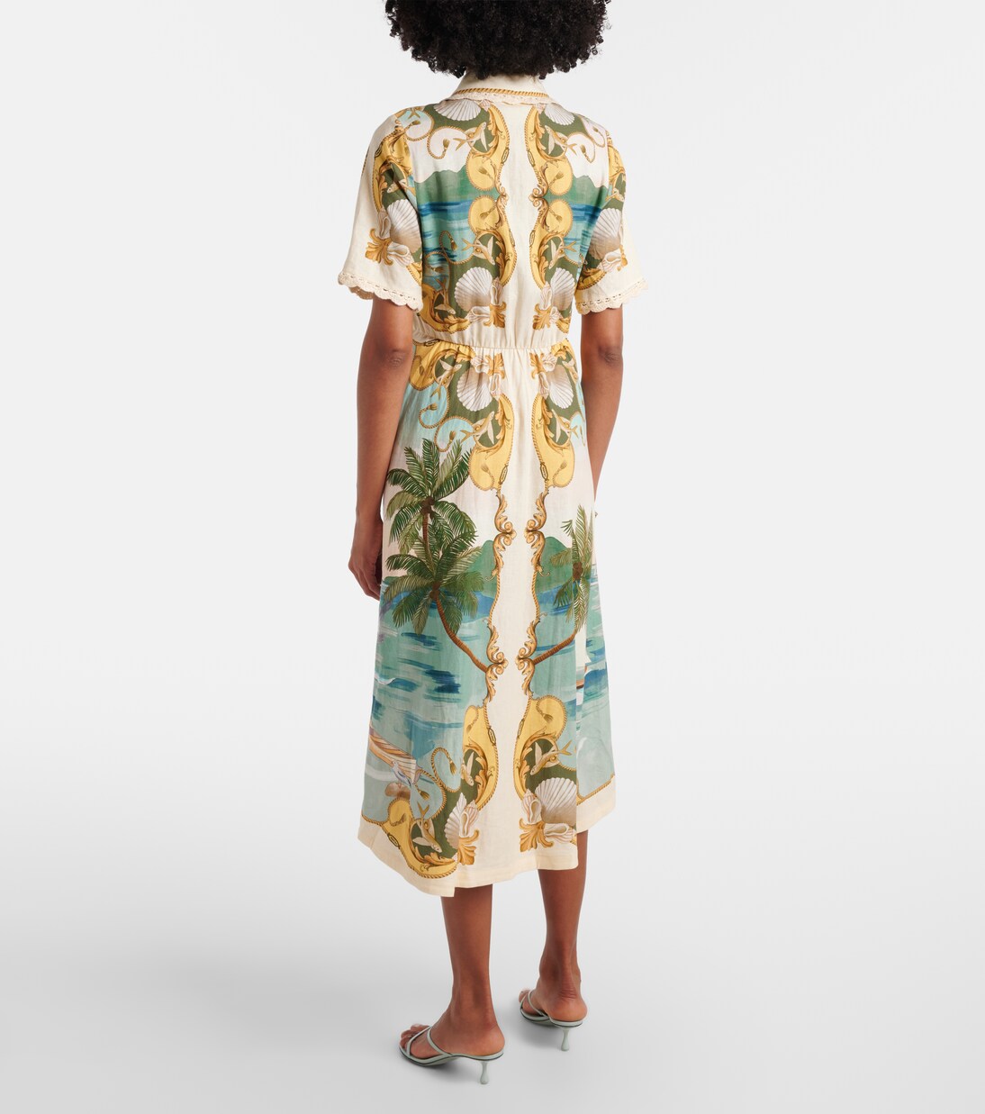 Abito chemisier Royal Sea in misto lino | Farm Rio