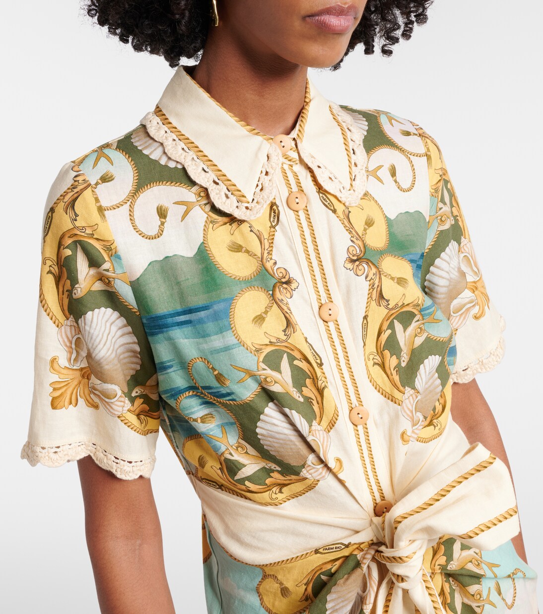 Abito chemisier Royal Sea in misto lino | Farm Rio