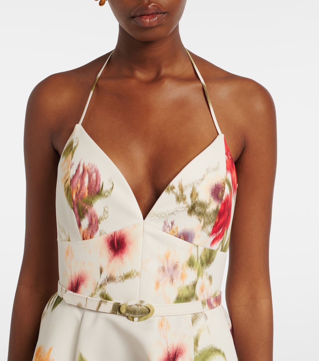 Belted floral faille cocktail dress | Oscar de la Renta