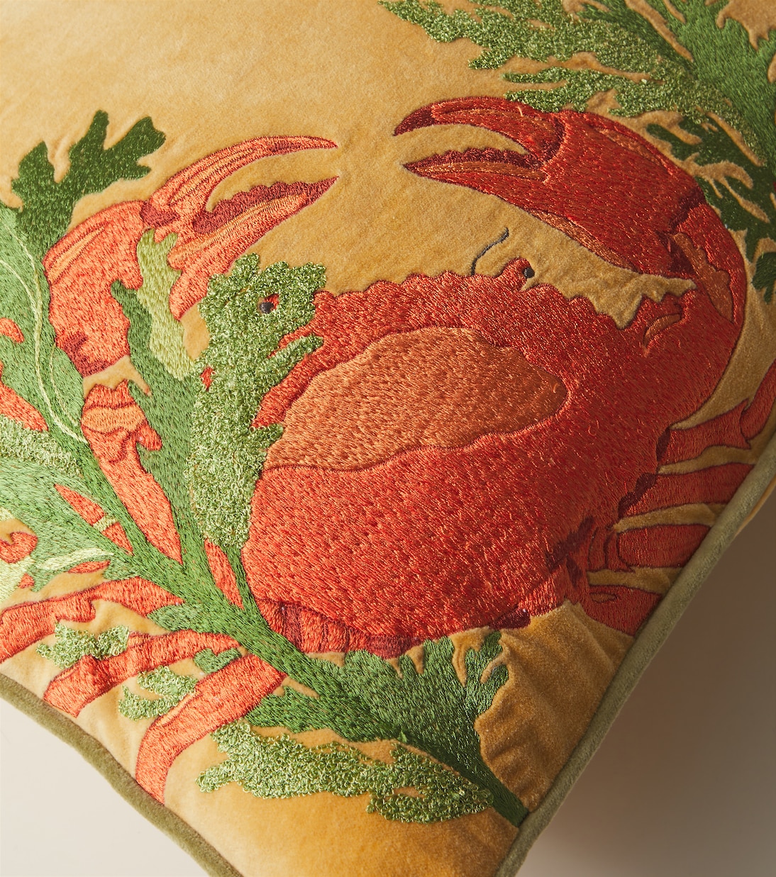 Embroidered cotton velvet cushion | Les-Ottomans