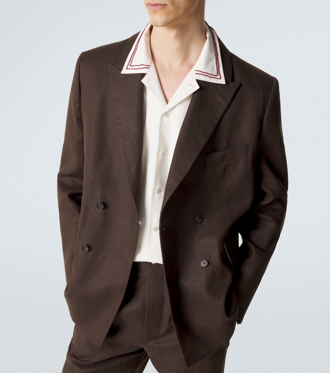Double-breasted linen blazer | Bode