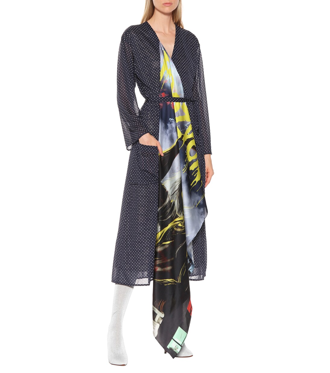 Robe portefeuille imprimée en mousseline et soie | Vetements