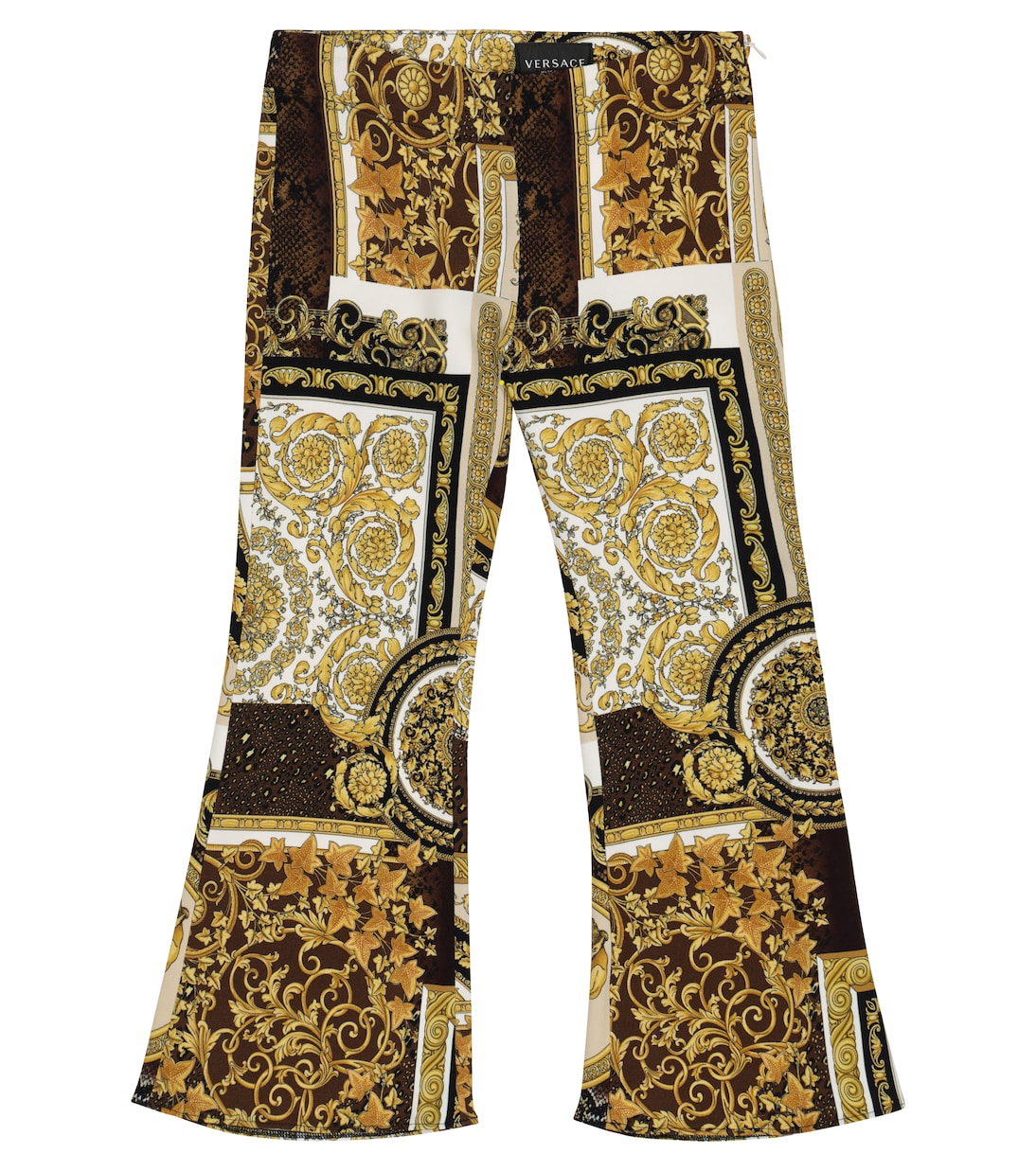 Pantaloni flared a stampa Barocco Patchwork | Versace Kids