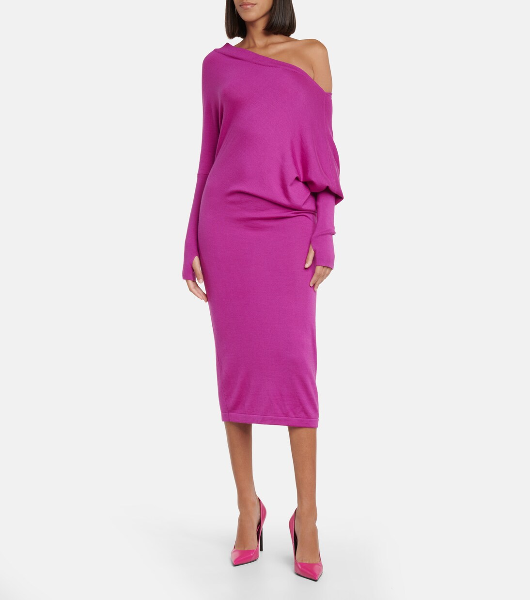 One-shoulder cashmere and silk midi dress | Tom Ford