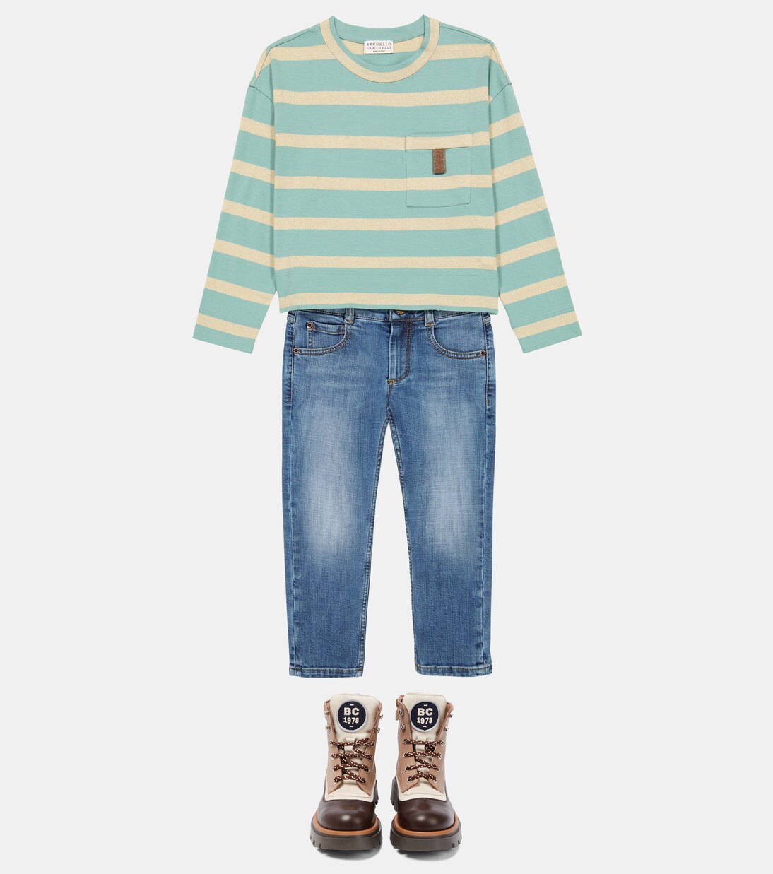 Striped cotton-blend T-shirt | Brunello Cucinelli Kids
