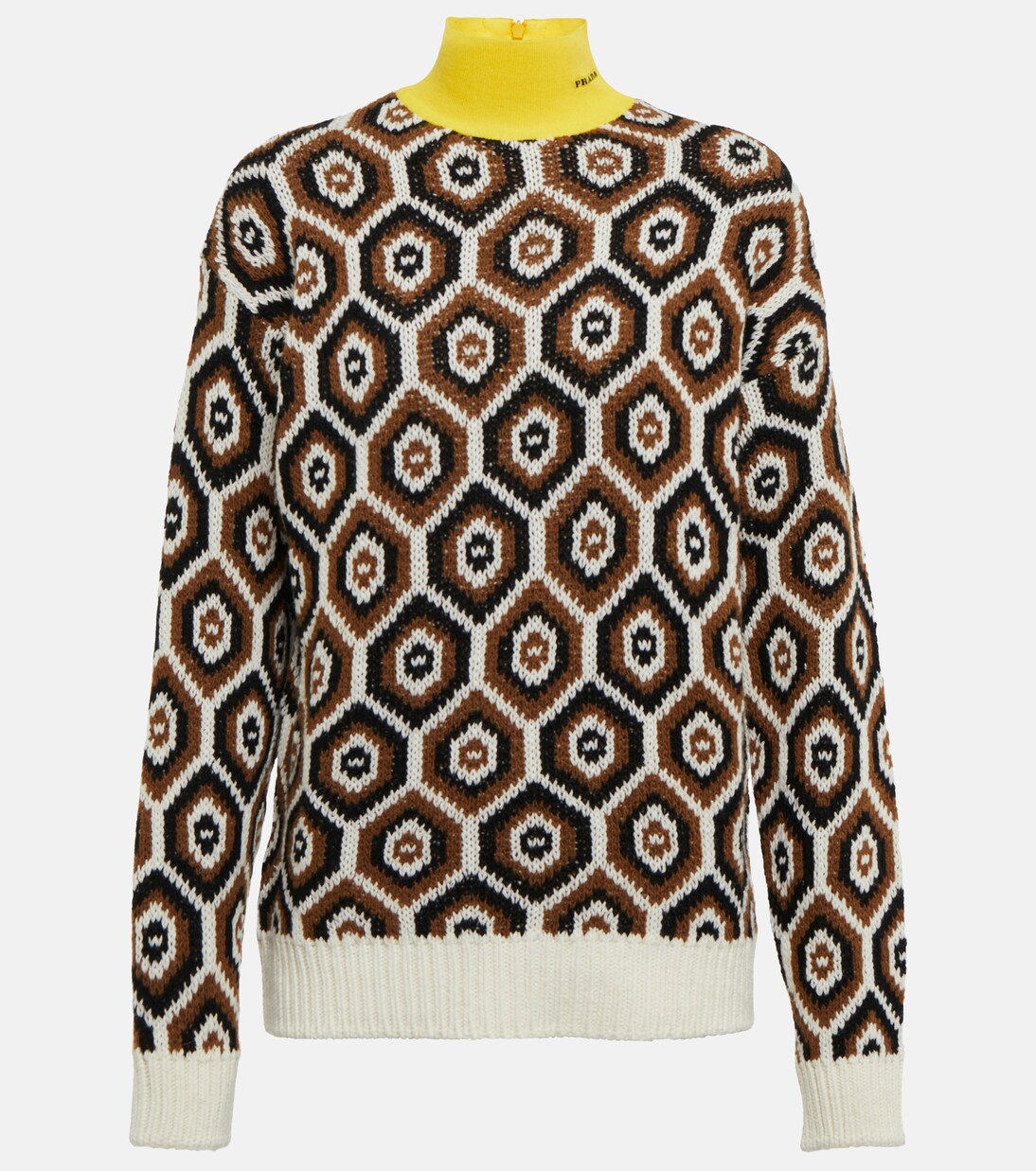 Intarsia wool-blend turtleneck sweater | Prada