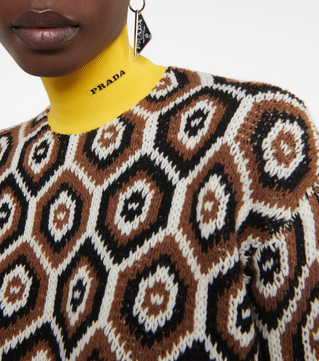 Intarsia wool-blend turtleneck sweater | Prada