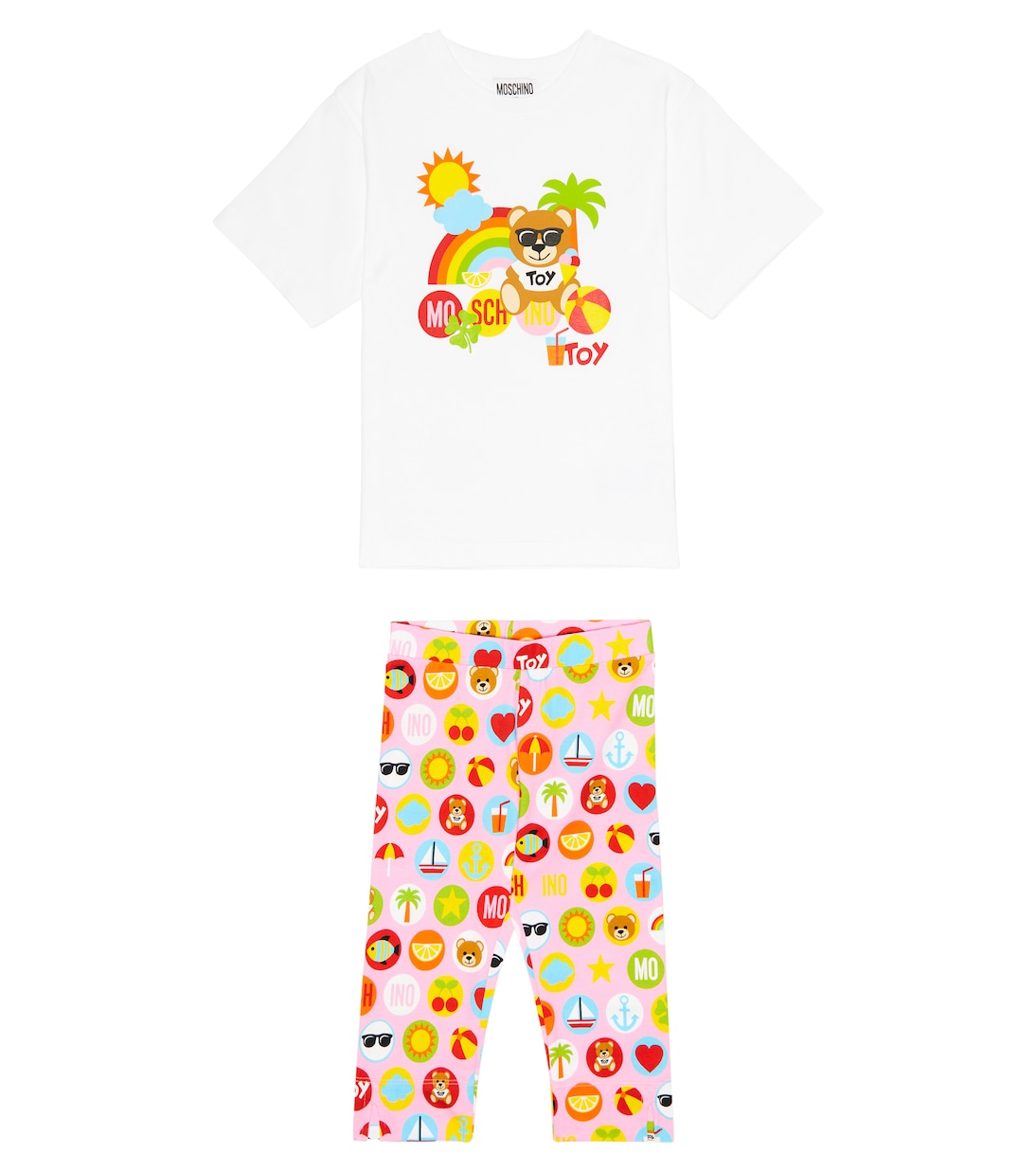 Cotton-blend jersey T-shirt and leggings set | Moschino Kids