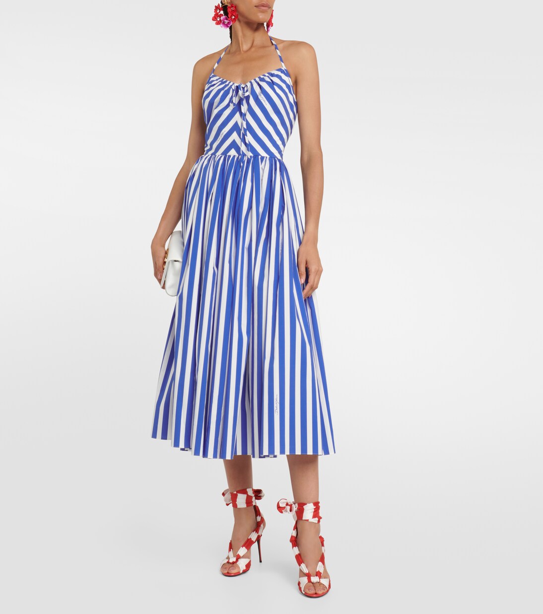 Robe midi Portofino rayée en coton | Dolce&Gabbana