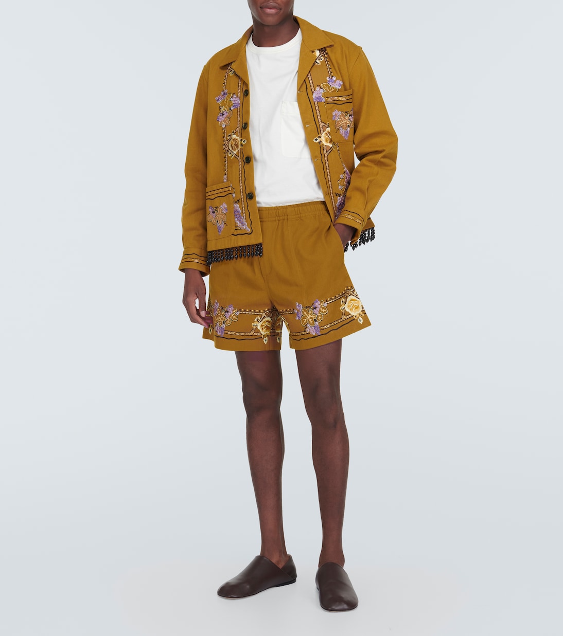 Embroidered cotton shorts | Bode
