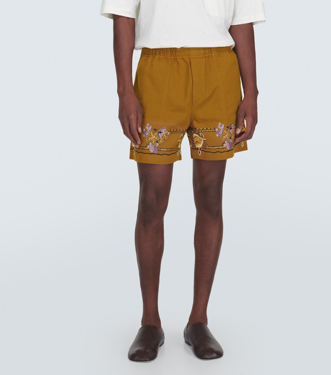 Embroidered cotton shorts | Bode