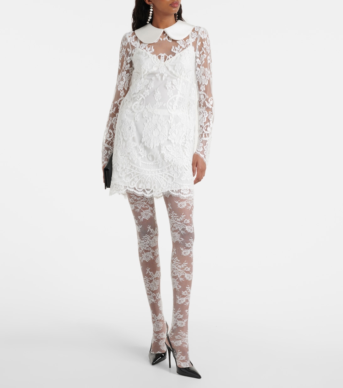 Vestido corto de encaje chantilly | Dolce&Gabbana